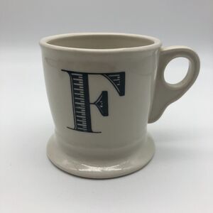 Anthropologie Monogram Coffee Mug F Letter Name Initial Black 12 oz Shaving